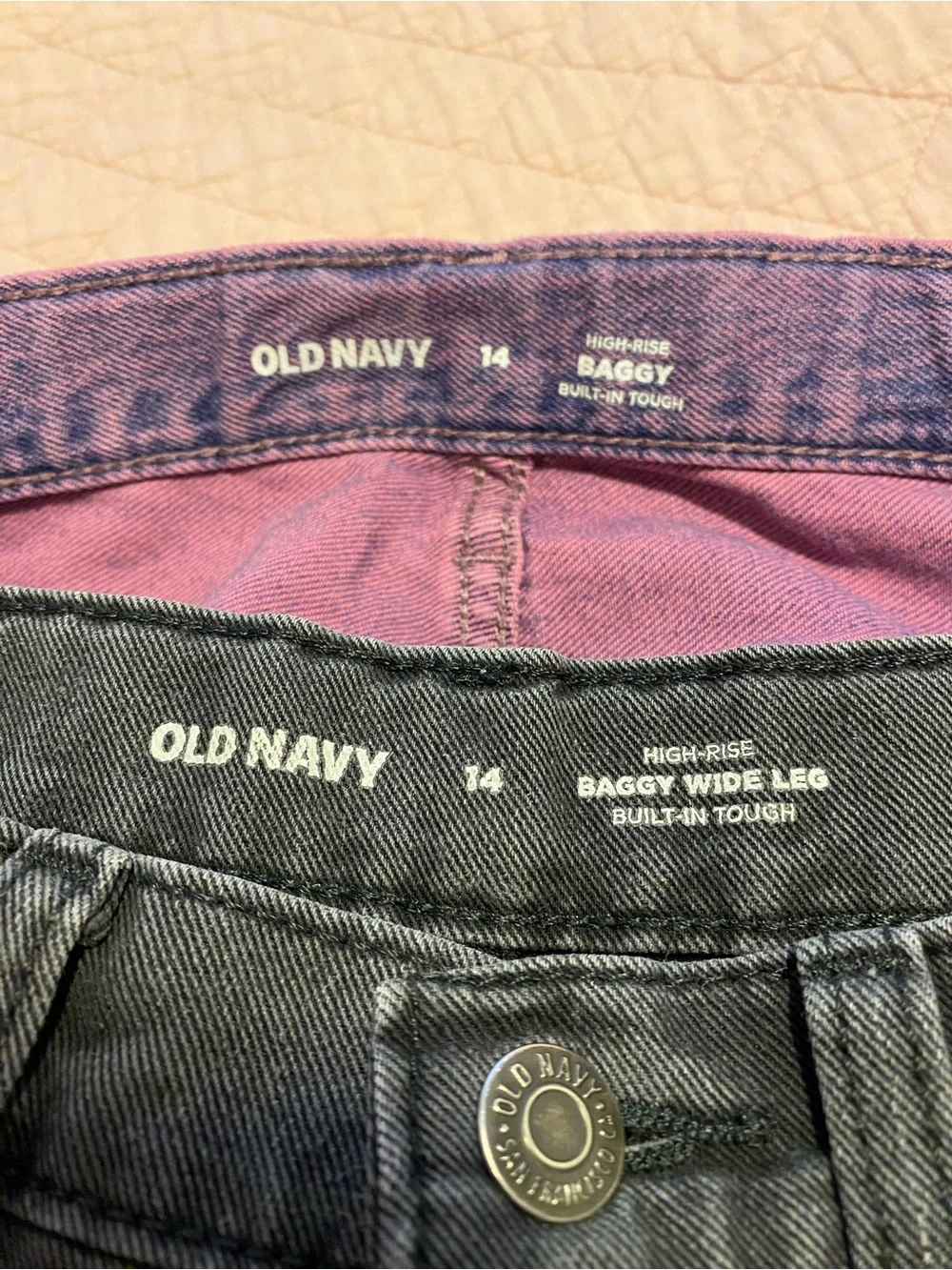 Old Navy Black baggy Jeans & Purple Cargo Jeans